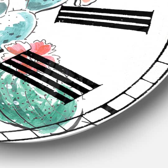 Designart 'Desert Botanical Bloom Iii Farmhouse Wall Clock